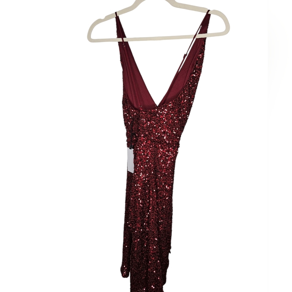 ASTR The Label Sequin Twist Front Minidress, Size L, Burgundy, NWT - Picture 4 of 11